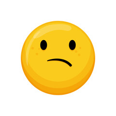 Vector illustration of a yellow emoticon with a sad expression and downturned mouth.