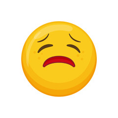 Vector illustration of a yellow emoticon with a worried expression and downturned mouth.