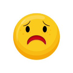 Vector illustration of a yellow emoticon with a sad expression and downturned mouth.