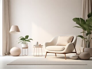 Cozy minimalist living room interior.