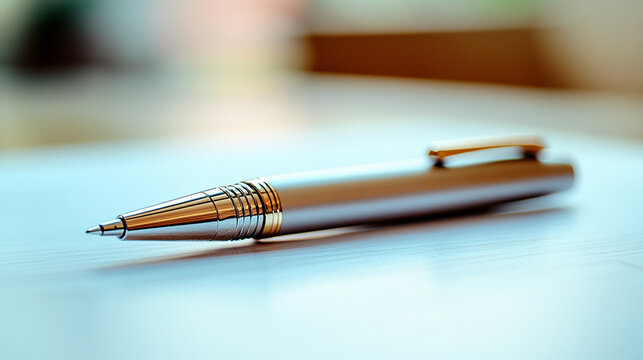 pen rests on a table with ample blank space, symbolizing creativity, brainstorming, and business ideas. This image conveys planning, innovation, and forward-thinking modern concepts