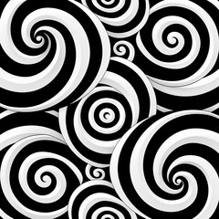 Fototapeta premium Seamless Abstract Spiral Pattern in Bold Black and White with High Contrast Design