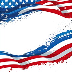 A header/footer illustration of United States patriotic background in flag colors with a blank white space. 