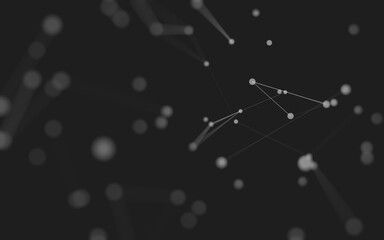 Abstract background. Molecules technology with polygonal shapes, connecting dots and lines. Connection structure. Big data visualization.