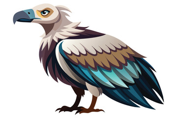 Obraz premium A vulture perches on a white background, displaying its vibrant plumage and distinct features, Vulture on white background