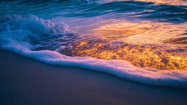 Captivating Ocean Waves Lighting Up the Night with Bioluminescence
