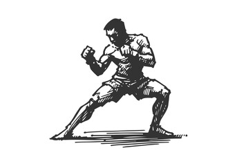 Mixed Martial Arts Fighter hand drawn sketch vector illustration