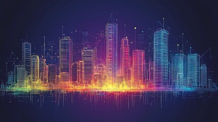 Fototapeta premium Futuristic City Skyline.