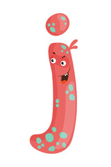 Vector illustration of the letter I and letter l as a monster character, featuring a pink design with eye and mouth. The scene captures a playful alphabet letter.