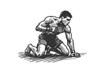 Mixed Martial Arts Fighter hand drawn sketch vector illustration
