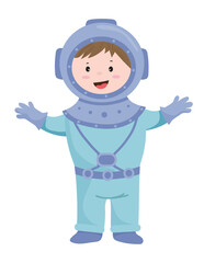 Detailed vector illustration of a diver wearing a vintage diving suit. The scene captures an underwater exploration theme.