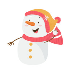 Cartoon Snowman Throwing a Snowball