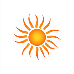 Bright Sun Icon With Curved Rays On White Background