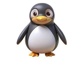 Fototapeta premium Charming Penguin Portrait: A delightful penguin in a studio shot, bringing joy and delight with its simple yet expressive design. Perfect for adding a touch of whimsy to any project.