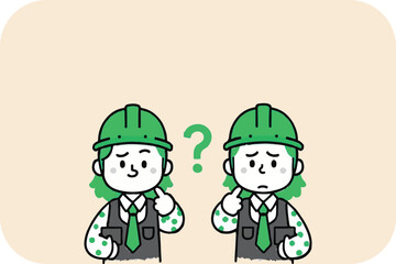Two Workers Confused with Question Mark, Seeking Clarity and Answers