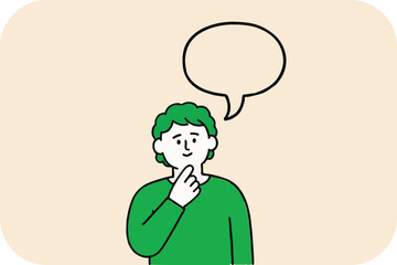 young businessman communicating with speech bubbles