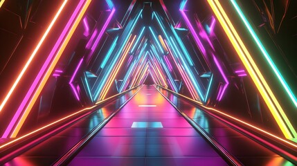 Triangular geometric patterns combined vibrant colors in a futuristic layout