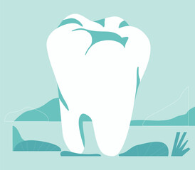 Shiny, healthy tooth. Vector illustration.