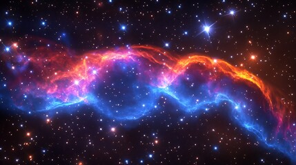 Vibrant cosmic background featuring aurora like galactic waves distant stars