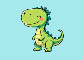 Adorable Green Dinosaur Cartoon with Funny Expression