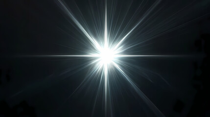 Fototapeta premium Bright glowing cross with rays of light radiating from it against a dark black background, symbolizing faith and hope. Radiant Darkness. Illustration