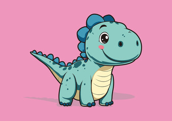 Adorable Cartoon Dinosaurs with Funny Expressions and Bright Colors