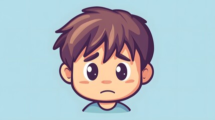 Professional Sad Boy Emoji Face Cartoon Vector Illustration for Emotional Expression