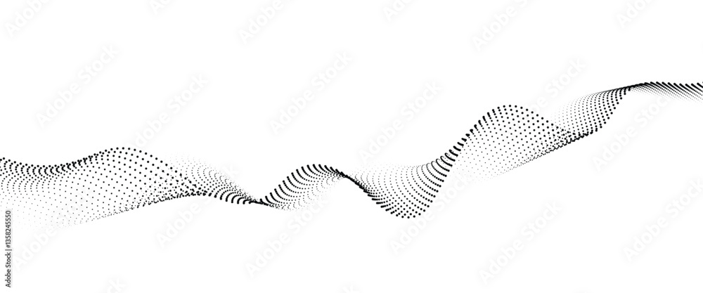 Fototapete flowing dot wave halftone gradient pattern on transparent background