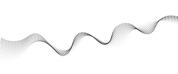 Flowing Dot Wave halftone gradient pattern on transparent background	