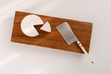 Sliced Brie/Camembert Cheese Flat Lay on Cutting Board