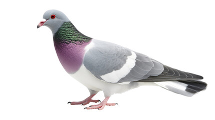 Obraz premium Beautiful Gray Pigeon with Colorful Feather Pattern and Unique Eye Color