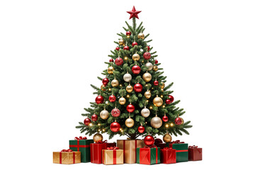 decorated christmas tree with presents for new year isolated on png transparent background &aacute;rbol de navidad decorado con regalos de a&ntilde;o nuevo aislado en png fondo transparente yılbaşı &ccedil;am ağacı