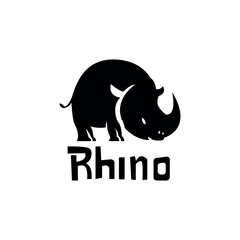 silhouette of rhino icon logo