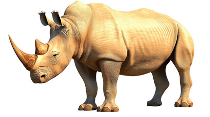 Obraz premium Realistic Side View of a Rhinoceros with Detailed Skin Texture and Natural Posture