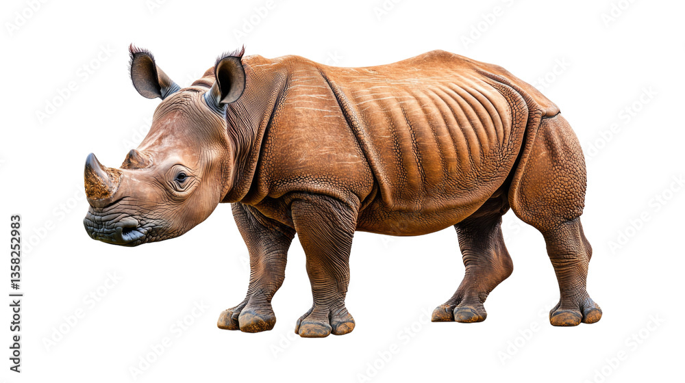 Fototapete realistic rendering of a standing rhinoceros showcasing unique texture and features