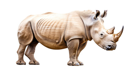 Fototapeta premium Realistic Side View of a Rhinoceros on a Transparent Background for Nature and Wildlife Themes