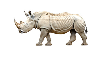 Fototapeta premium Rhinoceros Walking in Natural Habitat Showcasing Unique Skin Texture and Strong Body