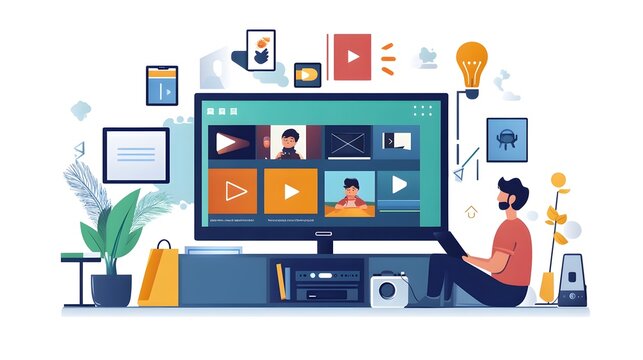 Smart TV Streaming Multimedia Service for Home Cinema Concept