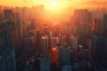 Fototapeta premium hong kong skyline at sunset