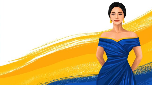 Celebrating international costumes a woman in traditional dress cultural festival vibrant colors outdoor artistic view