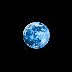 Detailed Light Blue Full Moon Shines in a Dark Expanse Creating a Celestial Visual