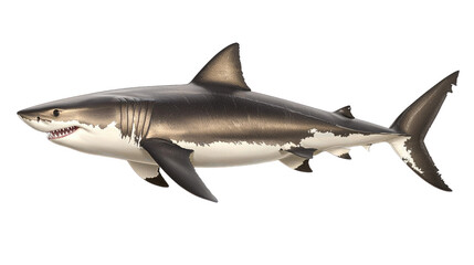 Obraz premium Realistic Illustration of a Great White Shark Swimming in Ocean Waters