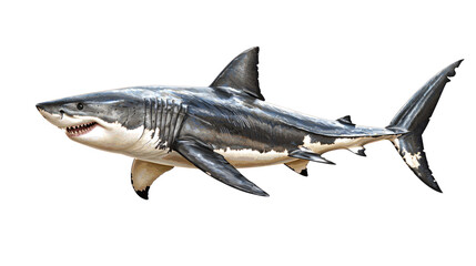 Fototapeta premium Realistic Illustration of a Great White Shark Swimming in Ocean Waters, Detailed and Vivid