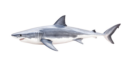Fototapeta premium Realistic Illustration of a Great White Shark Swimming in the Ocean Environment