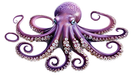 Fototapeta premium Realistic Illustration of a Colorful Octopus with Detailed Tentacles and Expressive Eyes