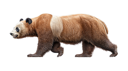 Realistic detailed image of a giant panda walking gracefully in a natural pose against white background