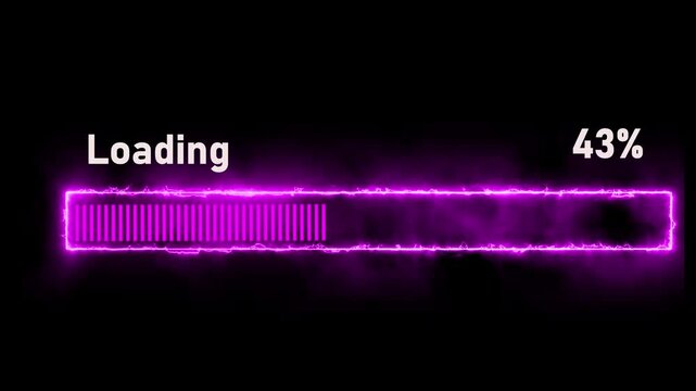 Abstract progress loading bar animation with dynamic design on black background.