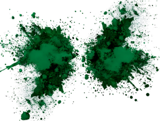 Abstract Green Splash Paint Transparent Background Ink Water Color Stains