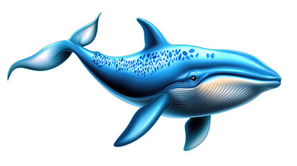 Fototapeta premium Detailed Illustration of a Majestic Blue Whale with Vibrant Colors and Realistic Features