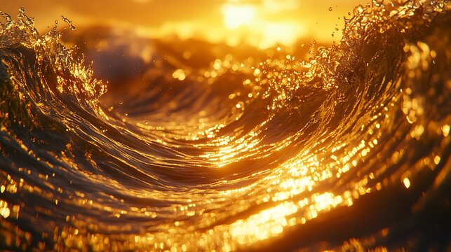 Golden Ocean Wave Splash.